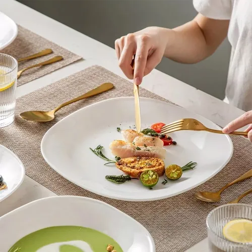 Plato postre cuadrado vidrio opal