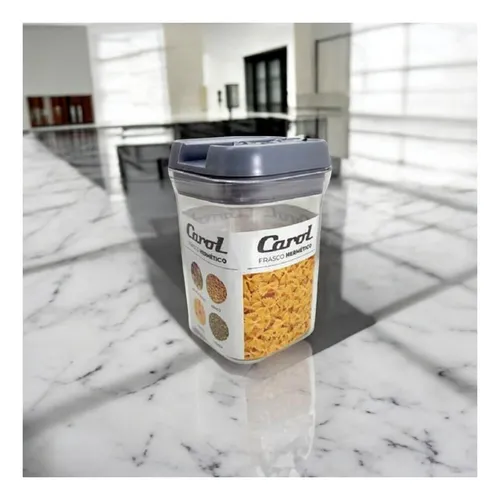 Frasco con tapa hermética gris