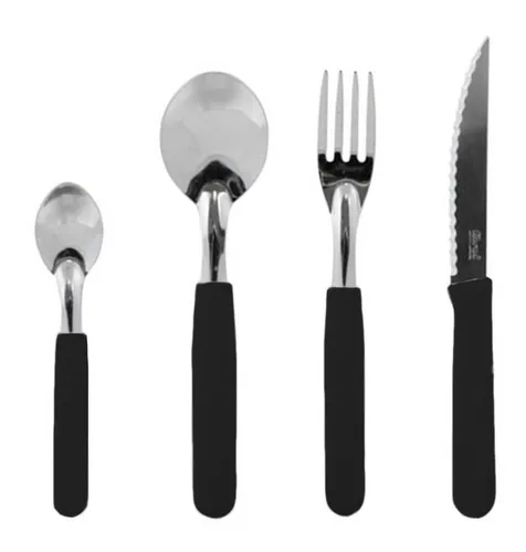 Juego de cubiertos x 16 negro