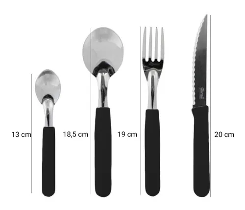 Juego de cubiertos x 16 negro